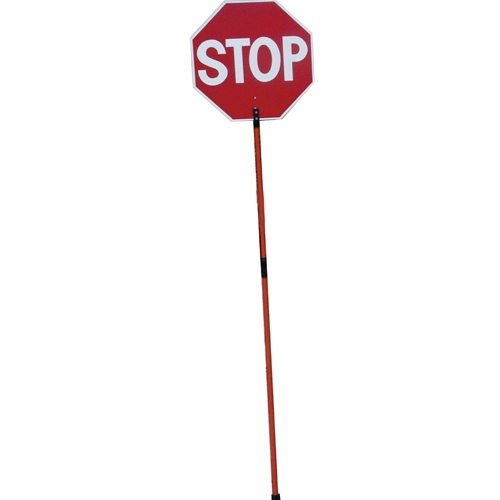 Click here to view larger image Aluminum Reflective Safe-T-Paddle Stop/Slow Sign With 93" Telescoping Handle (PS6)