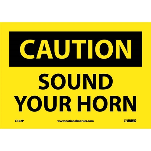 Click here to view larger image Caution Sound Your Horn Sign (C352P)