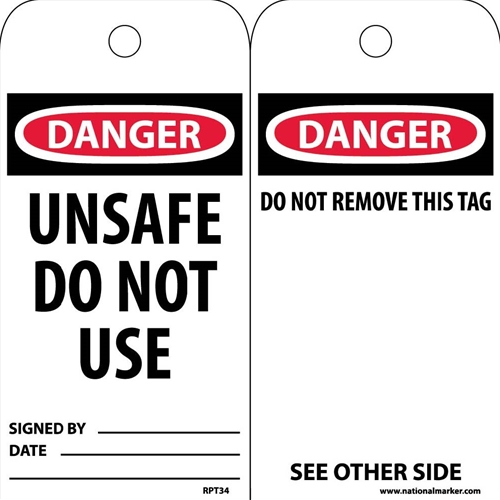 Danger Unsafe Do Not Use Tag (RPT34ST100)