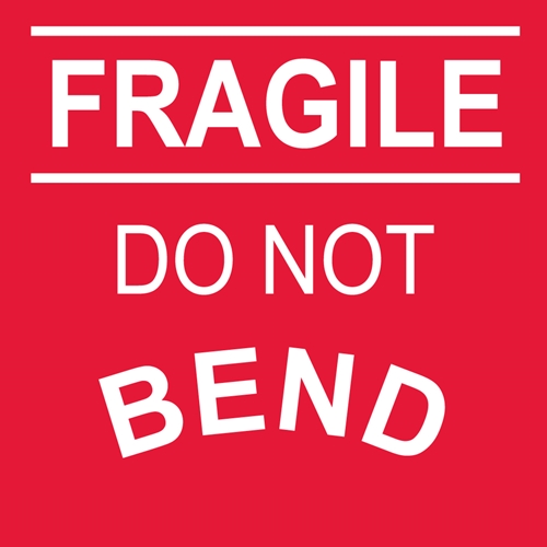Click here to view larger image Fragile Do Not Bend Label (LR29AL)