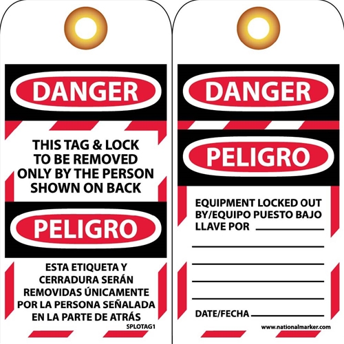 Danger This Tag & Lock To Be Removed Only By Bilingual Tag (SPLOTAG1)