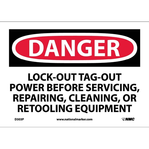 Danger Lock-Out Tag-Out Power Before Use Sign (D303P)
