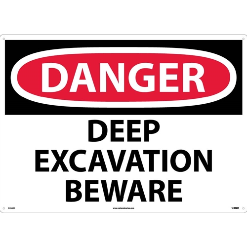 Large Format Danger Deep Excavation Beware Sign (D256RD)