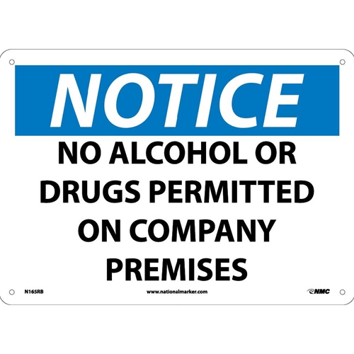 Notice No Alcohol Or Drugs Permitted Sign (N165RB)