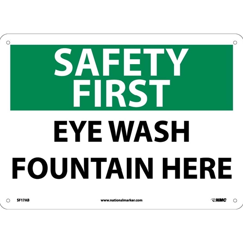 Safety First Eye Wash Fountain Here Sign (SF17AB)