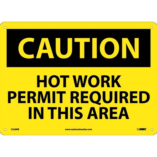 Click here to view larger image Caution Hot Work Permit Required In This Area Sign (C526RB)