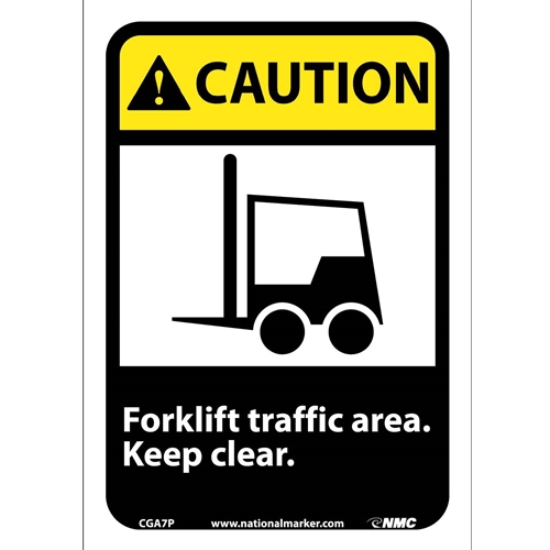 Caution Forklift Traffic Area Keep Clear Sign (CGA7P)