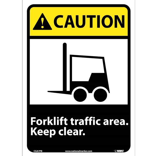 Caution Forklift Traffic Area Keep Clear Sign (CGA7PB)