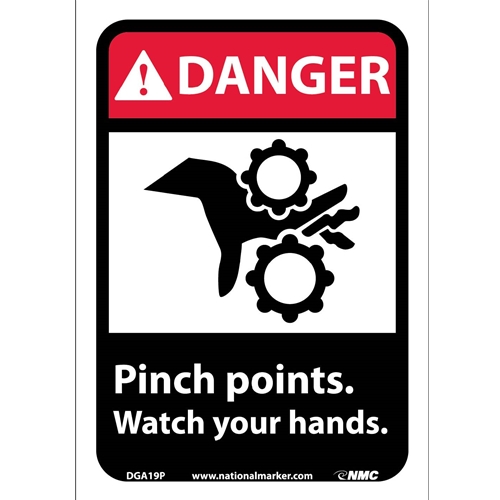 Danger Pinch Points Watch Your Hands Sign (DGA19P)