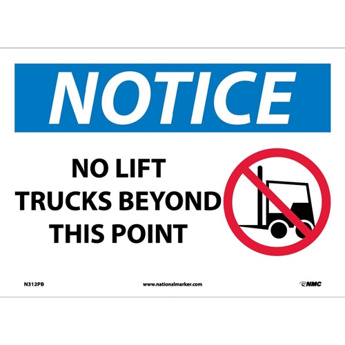 Click here to view larger image Notice No Lift Trucks Beyond This Point Sign (N312PB)