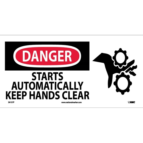 Danger Starts Automatically Keep Hands Clear Sign (SA157P)