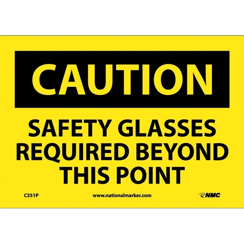 Caution Safety Glasses Required Beyond This Point Sign (C351P)