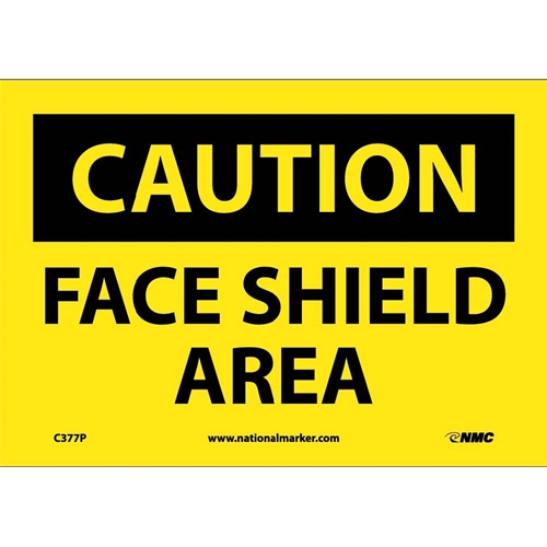Click here to view larger image Caution Face Shield Area Sign (C377P)