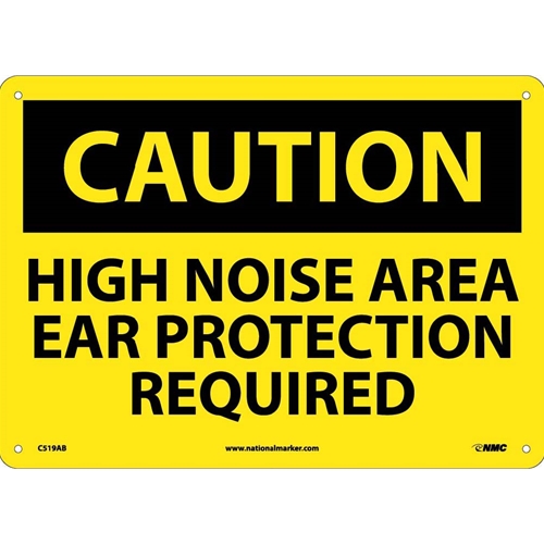 Caution High Noise Area Ear Protection Required Sign (C519AB)