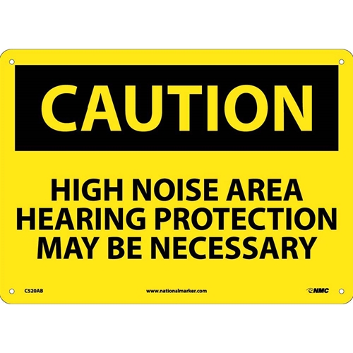Click here to view larger image Caution High Noise Area Hearing Protection Sign (C520AB)