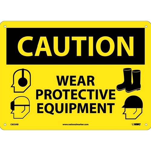 Caution Wear Protective Equipment Sign (C653AB)
