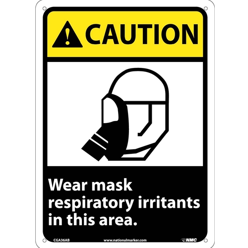 Caution Wear Mask Respiratory Irritants In This Area Sign (CGA36AB)