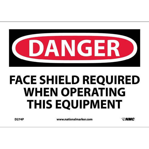 Danger Face Shield Required Sign (D274P)