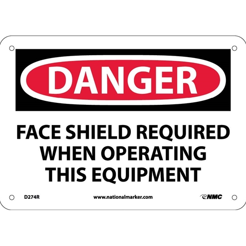Click here to view larger image Danger Face Shield Required Sign (D274R)