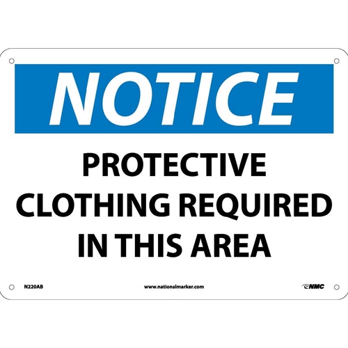 Notice Protective Clothing Required In This Area Sign (N220AB)