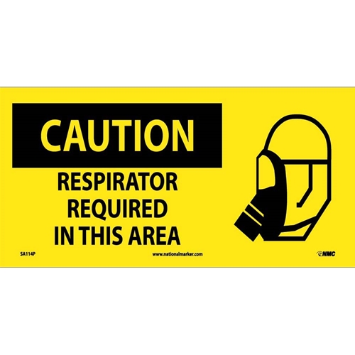 Click here to view larger image Caution Respirator Required In This Area Sign (SA114P)