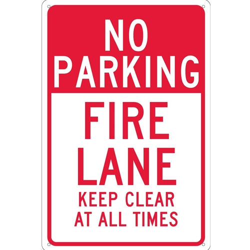 No Parking Fire Lane Keep Clear At All Times Sign (TM47G)
