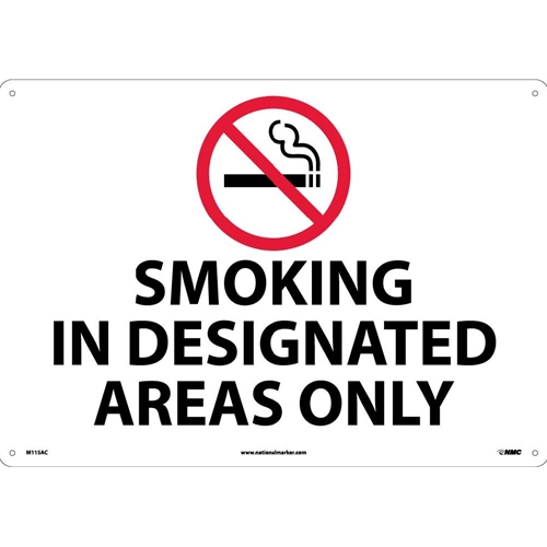 Click here to view larger image Smoking In Designated Areas Only Sign (M115AC)