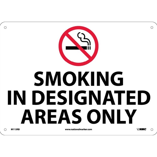 Click here to view larger image Smoking In Designated Areas Only Sign (M115RB)