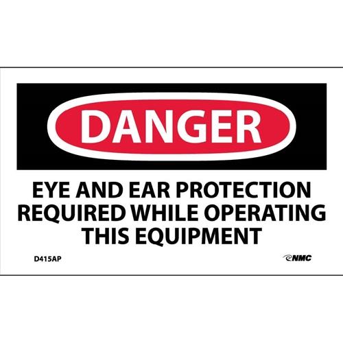 Click here to view larger image Danger Eye And Ear Protection Required Label (D415AP)