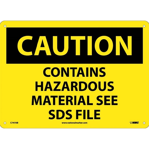 Caution Contains Hazardous Material See Sds File Sign (C747AB)
