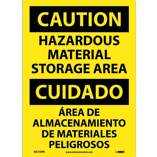 Click here to view larger image Caution Hazardous Material Storage Area Sign - Bilingual (ESC310PB)