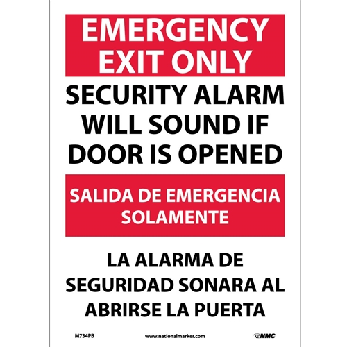 Click here to view larger image Emergency Exit Only Sign - Bilingual (M734PB)
