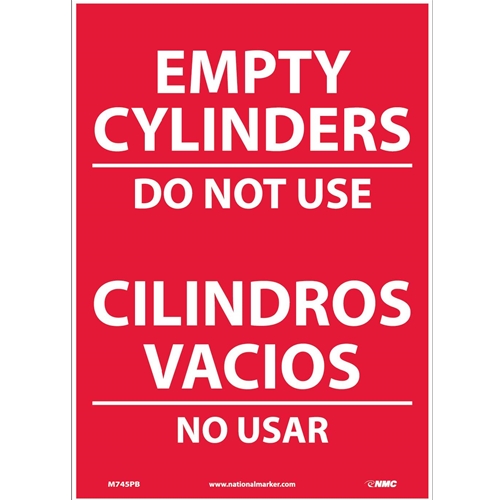 Click here to view larger image Empty Cylinders Do Not Use Sign - Bilingual (M745PB)