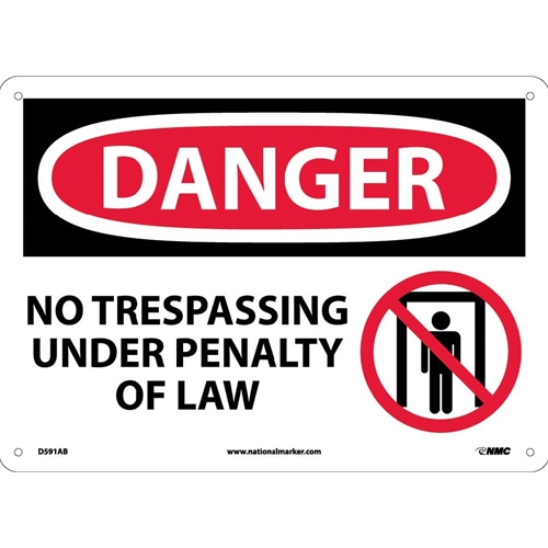 Click here to view larger image Danger No Trespassing Under Penalty Of Law Sign (D591AB)