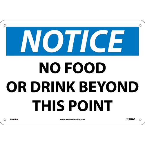 Click here to view larger image Notice No Food Or Drink Beyond This Point Sign (N310RB)