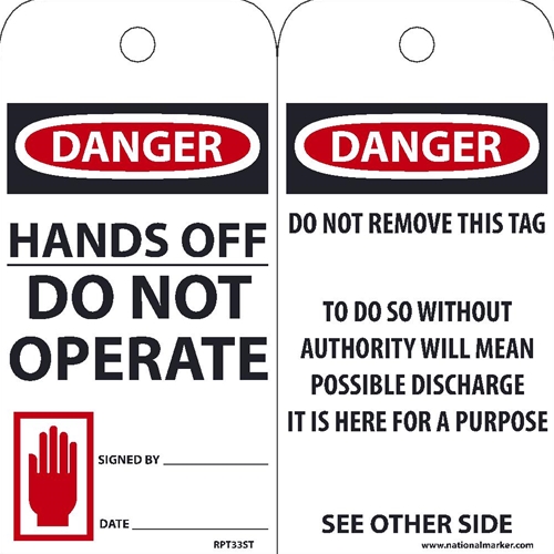 Danger Hands Off Do Not Operate Tag (RPT33ST)